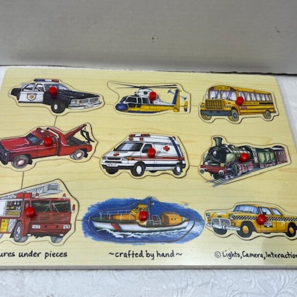 Easy Grip Peg Transportation Wooden Learning Puzzle Ages 2+ Toy NEW - Picture 3 of 10